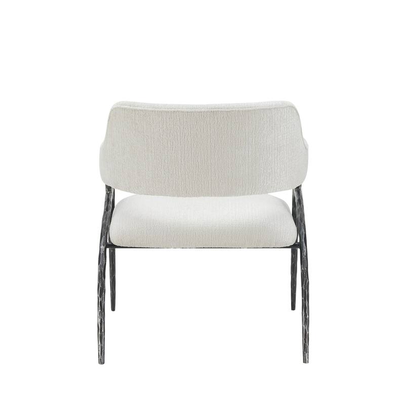 Modrest Ector Modern Off-White Fabric & Forged Metal Accent Chair