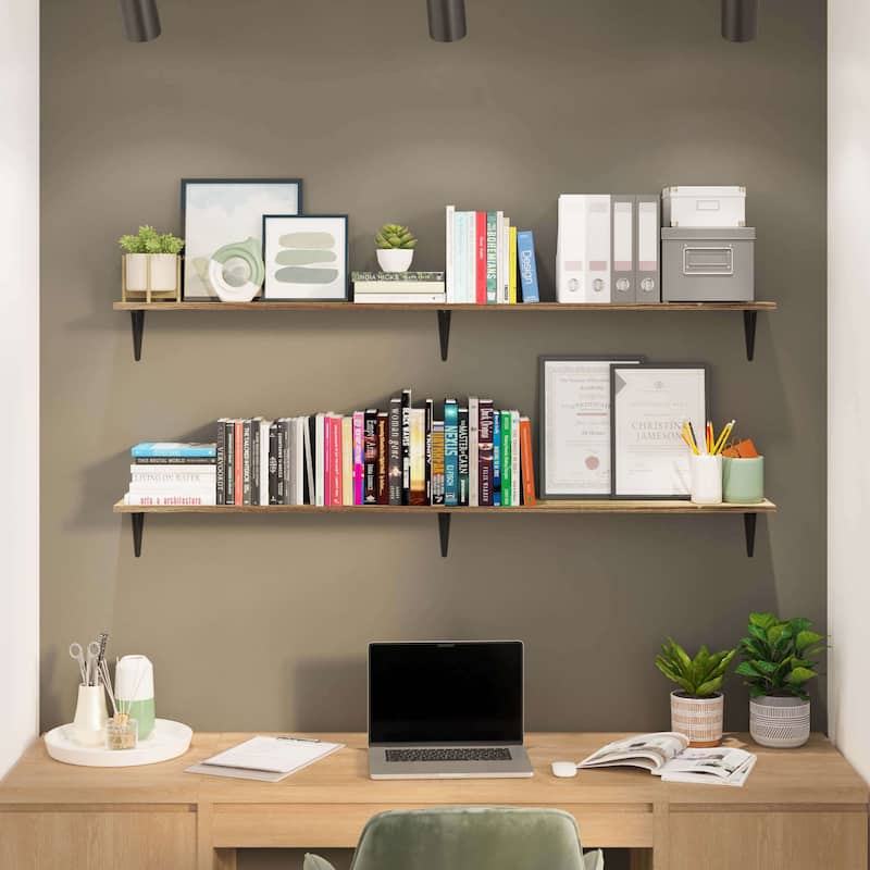 60 inch Floating Shelf, Wooden Shelf for Wall, Book Shelf, Kitchen Shelf, Living Room Shelves, Burnt