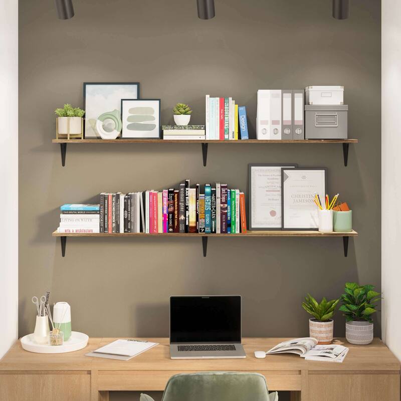 Wallniture Arras 60" Floating Shelves Set of 2, Burnt