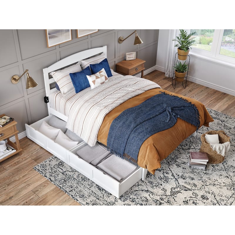 Full Size Platform Bed with Storage & Charging Station - Modern Bedroom Furniture
