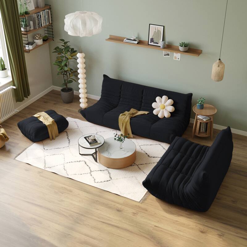 Lazy Floor Sofa Couch Modern Teddy Fabric Sofa Living Room Sofa Bean Bag Chair