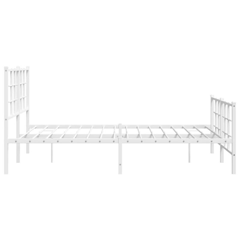 vidaXL Bed Frame White Powder-coated steel Double Bed Frame - 55.9 x 77.2 x 35.4