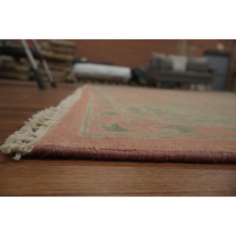 Hand Knotted Oriental 100% Wool Carpet Transitional Floral Green Oushak Area Rug - 14' 0'' X 10' 4''