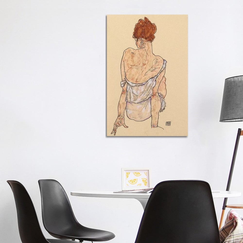 iCanvas "Seated Woman In Underwear, Rear View, 1917" by Egon Schiele Canvas Print