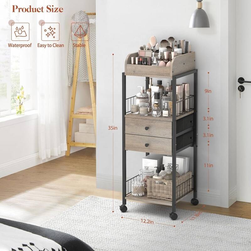 Makeup Organizer, Floor Skincare Organizers, Make Up Organizers - ‎12"D x 15"W x 31.5"H