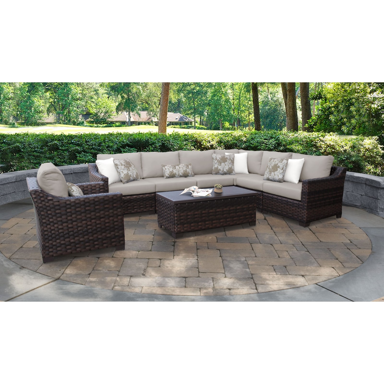 Kathy Ireland River Brook 8 Piece Outdoor Wicker Patio Furniture