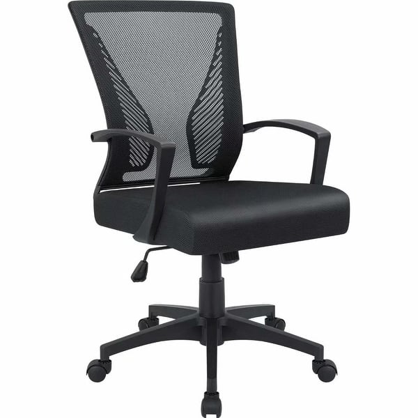 Home Office Chair No Arms Small Rolling Chairs Sewing Chair Task Computer  Chairs with Lumbar Support Mid Back Mesh Desk Chair Armless Swivel Chair  for