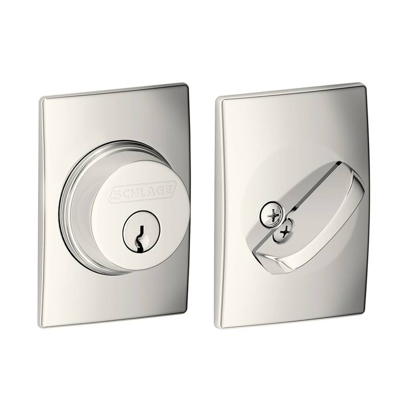 Schlage Single Cylinder Keyed Entry Grade 1 Deadbolt with Decorative - Polished Nickel