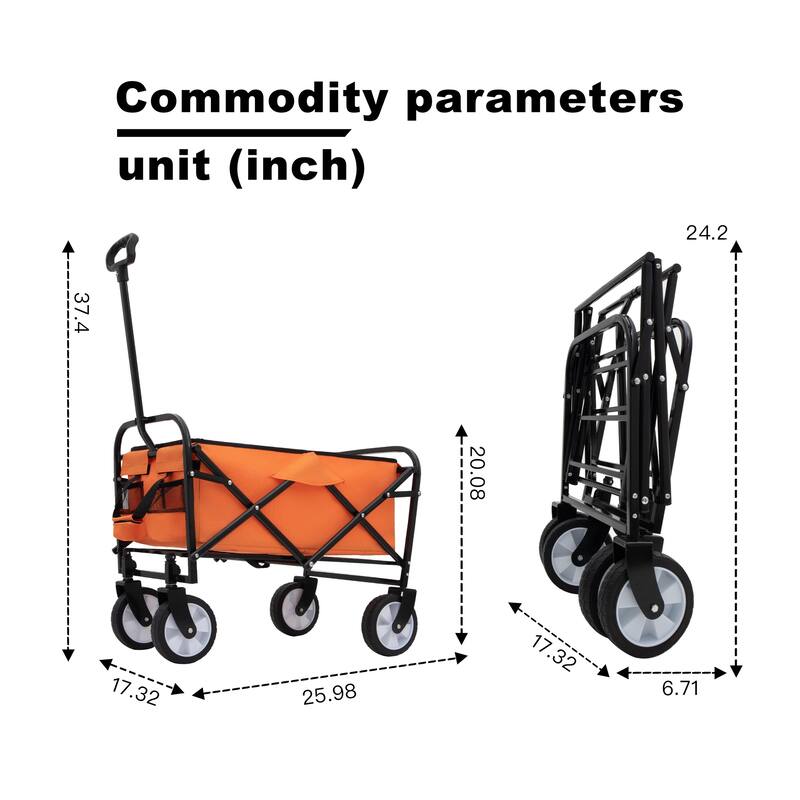 Multi-Use Foldable Wagon with 3 Liner Bags - Heavy Duty Camping Cart