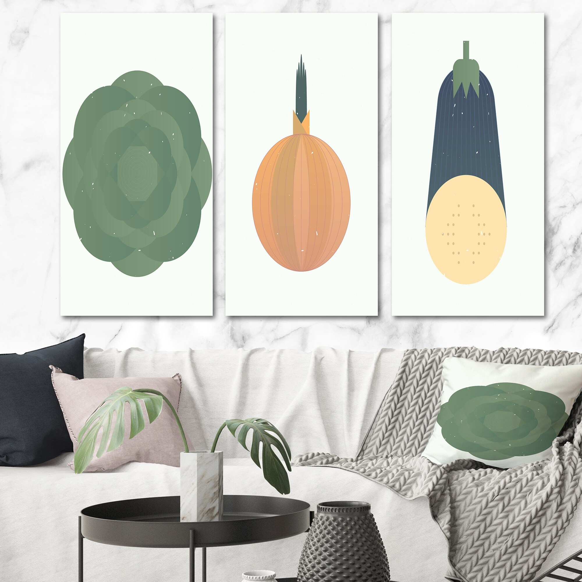 Designart Abstract Vintage Vegetables I - Traditional Art Print - Timeless Kitchen Decor - Vibrant Vegetable Illustration - Classic Wall Art for Home or Dining Room-image
