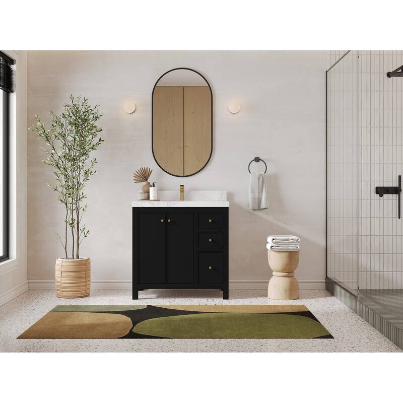 Willow Collections 36 in. W x 22 in. D Chicago Center Sink Left Bathroom Vanity with Countertop