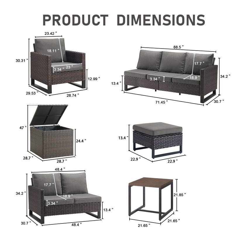 Gymojoy 9-11 Person All-Weather Wicker Outdoor Conversation Set Seating Group With lounge Chairs And Ottomans