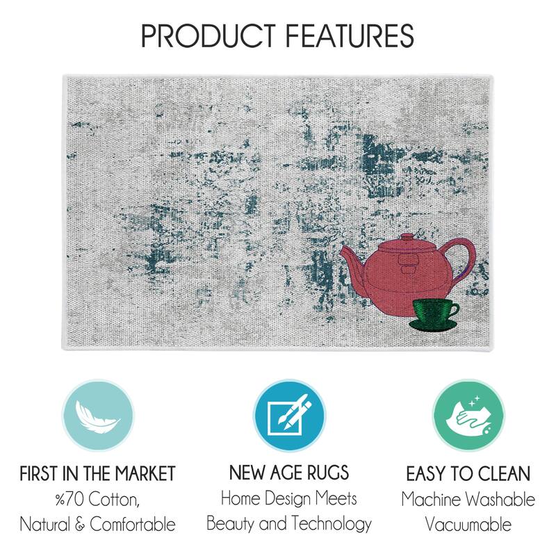 SussexHome Non-Skid Ultra-Thin Area Rugs for Laundry Room, Entryway, Bathroom and Kitchen - Washable Multipurpose Floor Mat