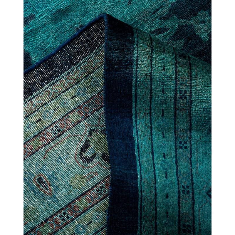 Overton Hand Knotted Wool Vintage Inspired Modern Contemporary Overdyed Navy Area Rug - 12' 1" x 15' 0"