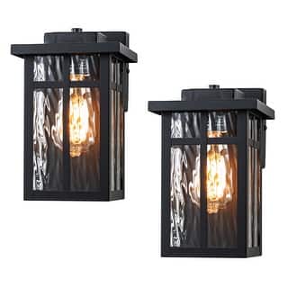 C Cattleya 2 Pack Matte Black Outdoor Wall Lantern Sconces with Water Glass