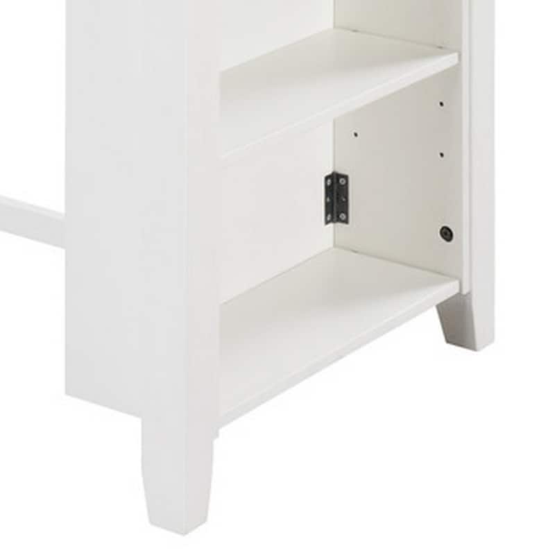 Ham 36 Inch Counter Height Small Dining Table with Shelves, USB Port, White