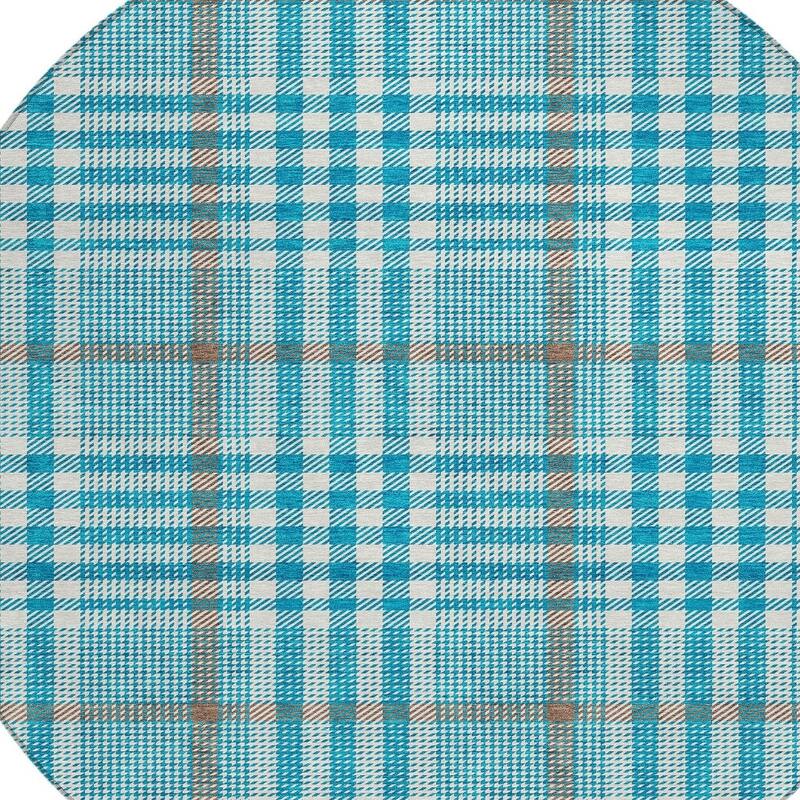 HomeRoots Plaid Transitional Rectangle Outdoor Rug