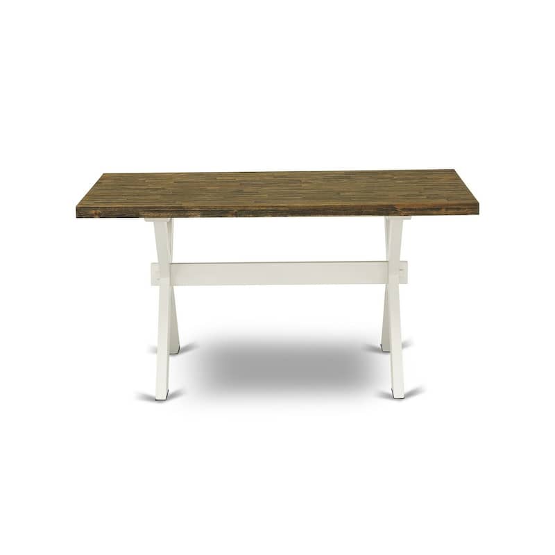 HomeStock 6-Piece Rectangle Distressed Jacobean Finish Solid Wood Top Dining Table with 1-Bench, 4-Chairs