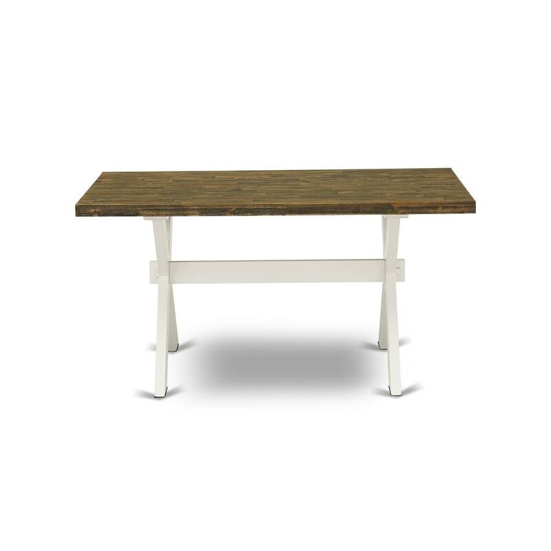HomeStock 6-Piece Rectangle Wire Brushed Linen White Finish Solid Wood Top Dining Table with 1-Bench, 4-Chairs