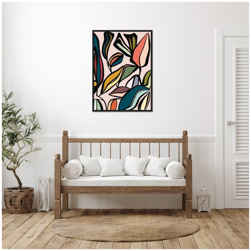 Kate and Laurel Fanciful Ficus Expansion by Alicia Bock Framed Canvas Wall Art Print