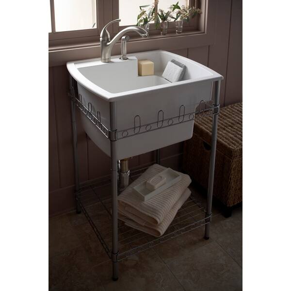 Shop Sterling 996 Latitude 25 Utility Sink With Stand Overstock 13147334