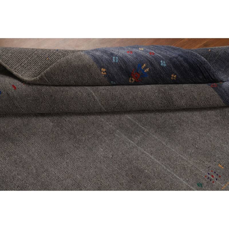 Hand Knotted Oriental 100% Wool Carpet Tribal Tribal Greys & Charcoal Gabbeh Area Rug - 8' 1'' X 5' 6''