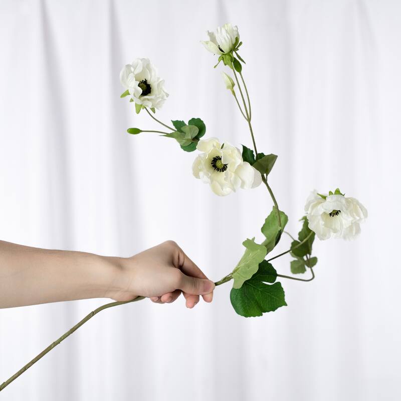 Silk Decorative Artificial Anemone cathayensis(Pack of 1 Branch)