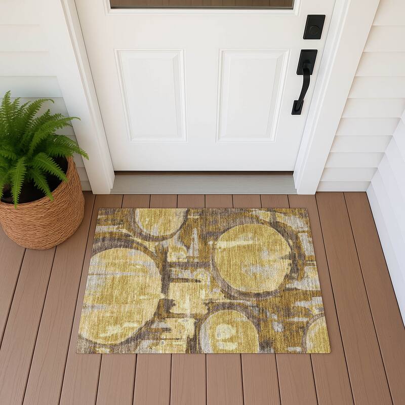 Machine Washable Indoor/ Outdoor Modern Erie Chantille Rug - Walnut - 1'8" x 2'6"