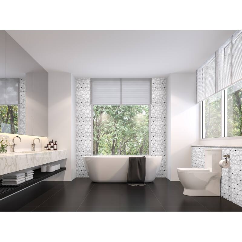 The Tile Life Santorini Star 1x3 Carrara Thassos Marble Backsplash Wall Tile