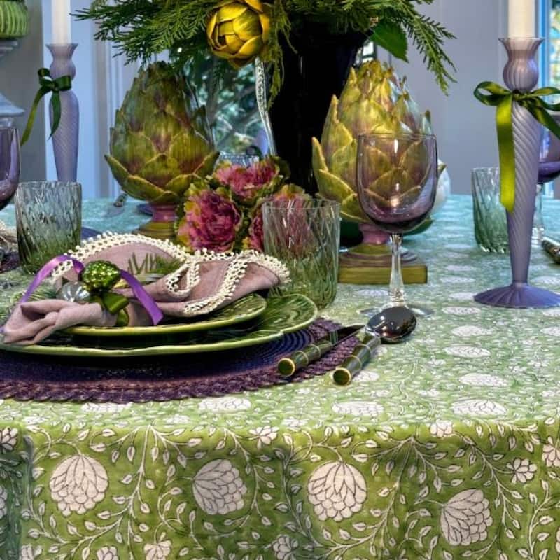 Eden green round tablecloth
