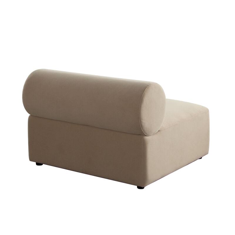 Zey Modular Armless Chair with Low Back, Light Camel Brown Velvet