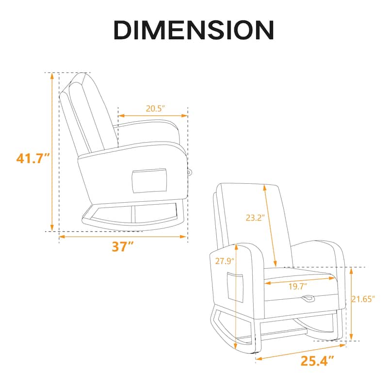 Light Gray Nursery Rocking Chair High Back Glider Chair Armchair with Retractable Footrest and Side Pocket