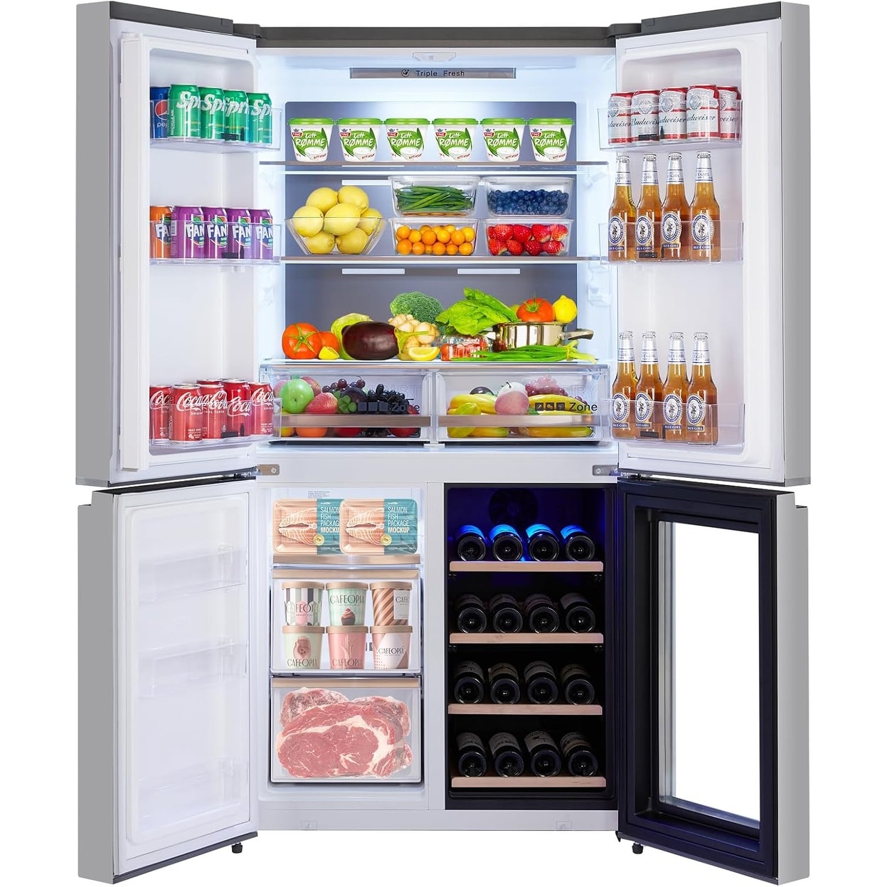 Commercial Ice Maker 90Lbs/24H, Stainless Steel Ice Machine with 33Lbs Bin, Self Cleaning