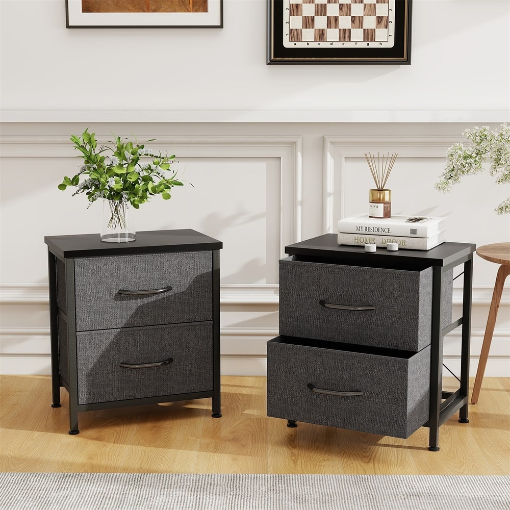 Nightstand Set of 2, Side Table with 2 Fabric Drawers, End Table, Bedside Table , Night Stand for Bedroom