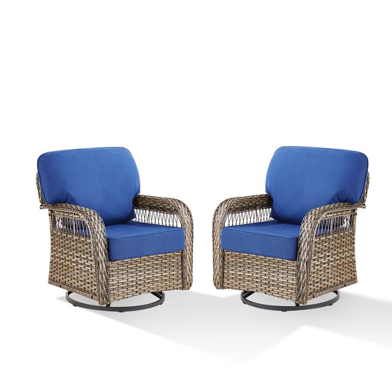 Pocassy Swivel Chair Table with Outdoor Ottoman Set.