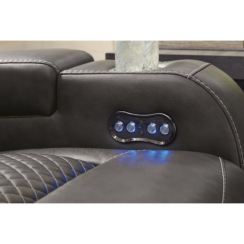 Signature Design by Ashley Fyne-Dyme Power Reclining Loveseat with Console - 74"W x 43"D x 43"H