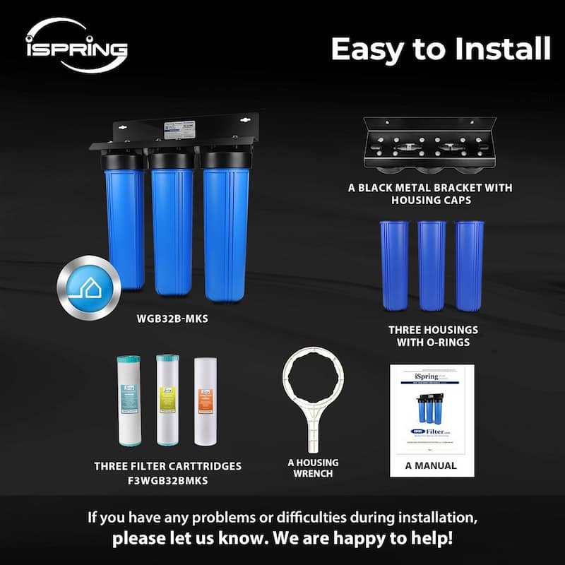 iSpring WGB32B-MKS Whole House Water Filtration System, Sediment, Iron, Hydrogen Sulfide, PFAS, Lead, Chlorine, Manganese