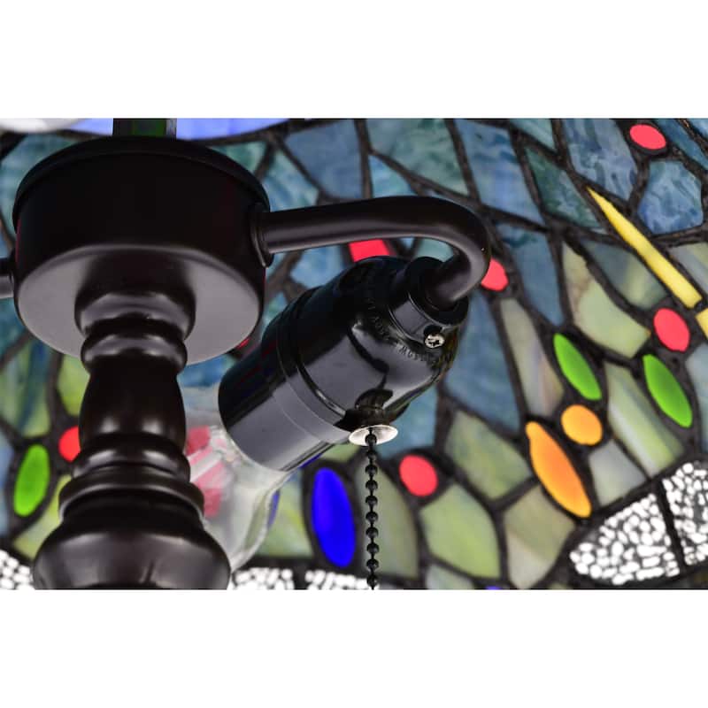 Copper Grove Simeonov Tiffany-style Blue Dragonfly Table Lamp