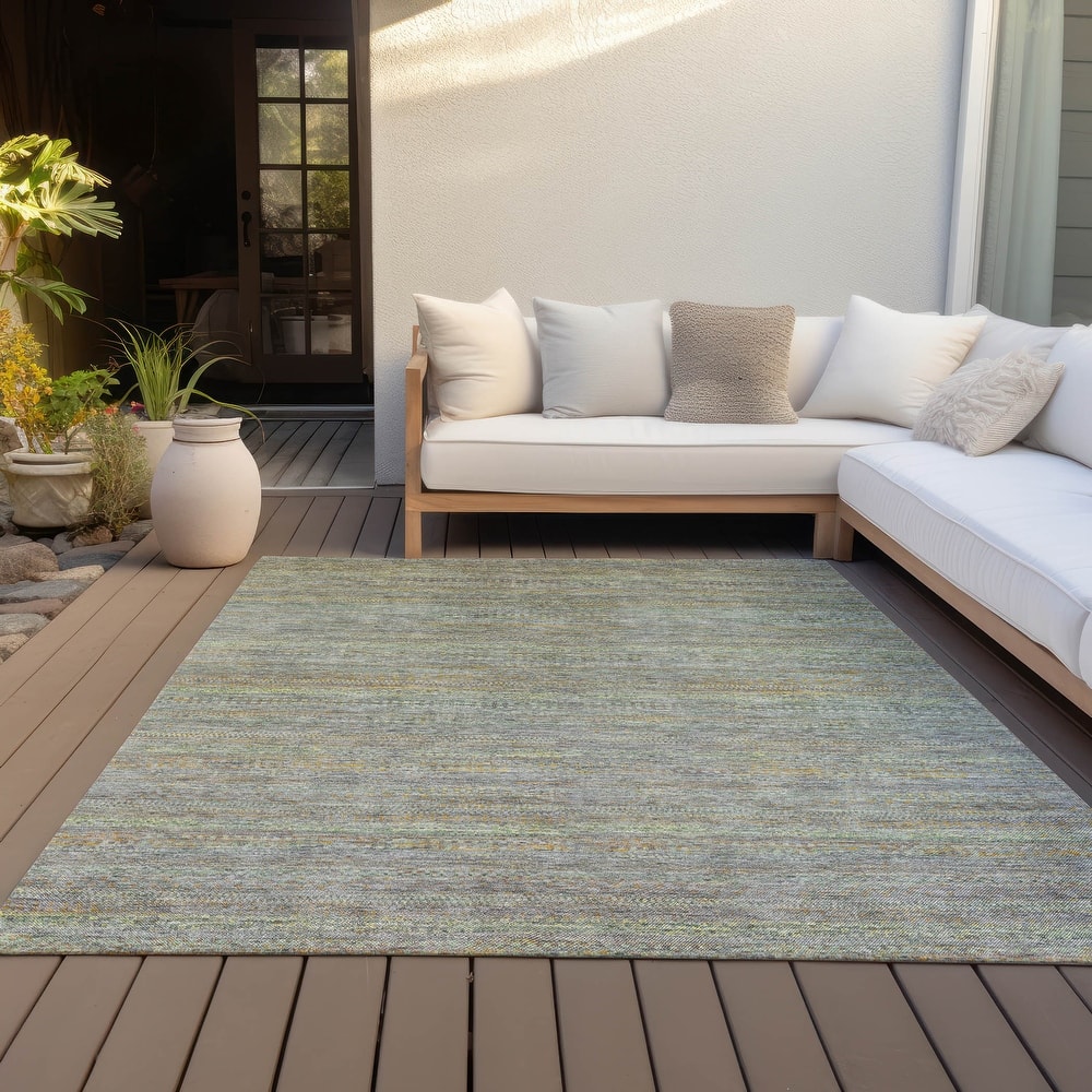 Machine Washable Indoor/Outdoor Modern Stripes Chantille Rug