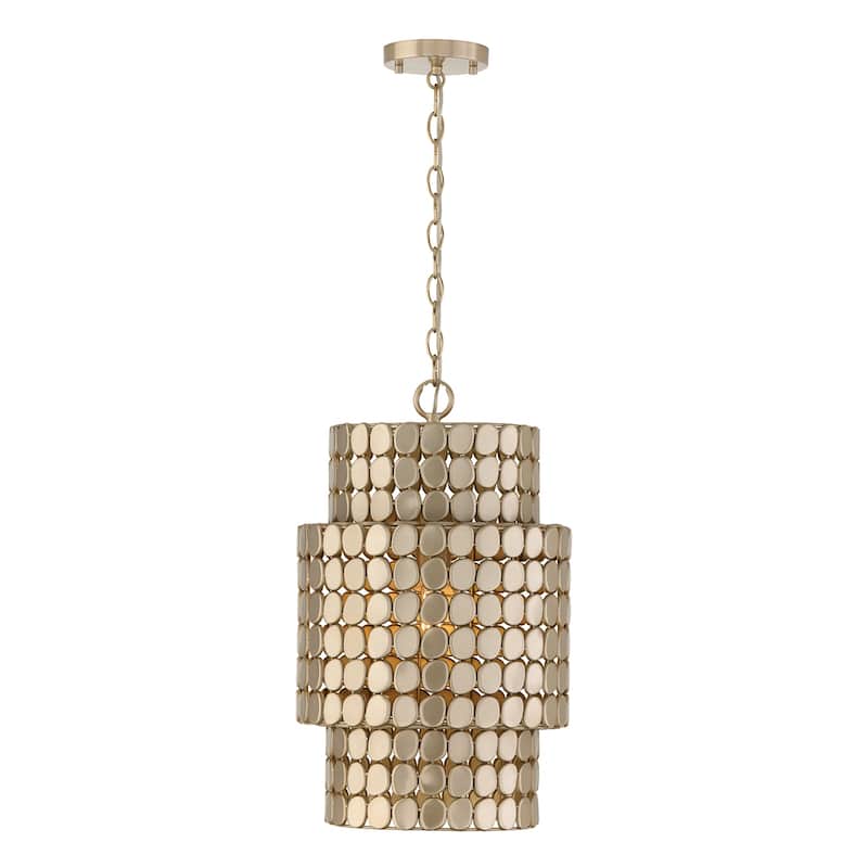 13" W x 21" H 1-Light Medallion Cylindrical Pendant - 13"W x 21.25"H - Champagne Brass
