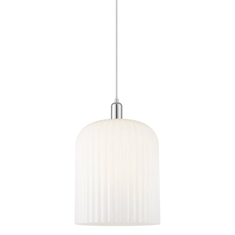 Innovations Lighting 716-1P-18-12 Bridal Veil Pendant Bridal Veil 12" - Polished Chrome / Gloss White