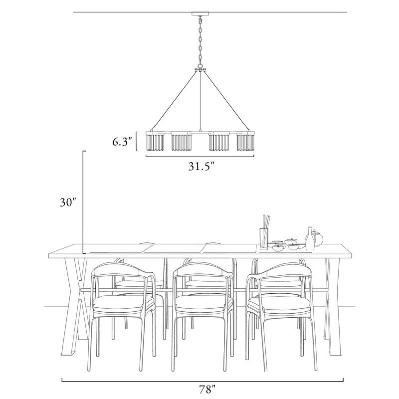 Modern 8-Light Gold Crystal Wheel Chandelier for Living Dining Room - D 31.5" x H 85.7"