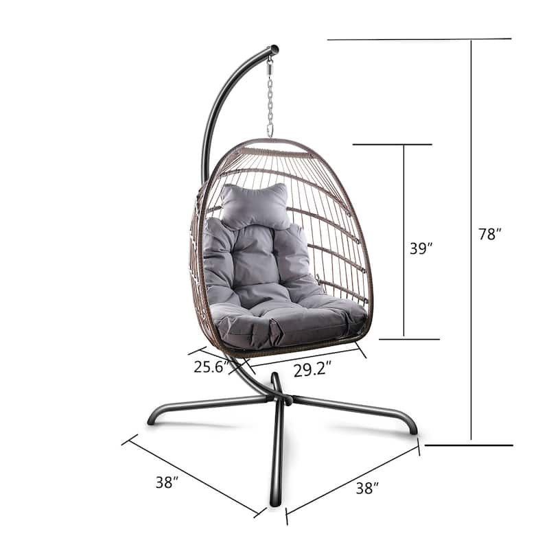 Outdoor Hanging Basket Egg Chair Swing with Stand Cushion