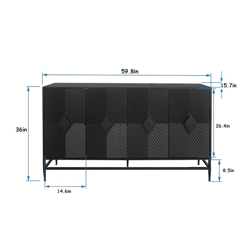 Wooden Cabinet With Glass Doors and Shelves Display Storage Cabinet