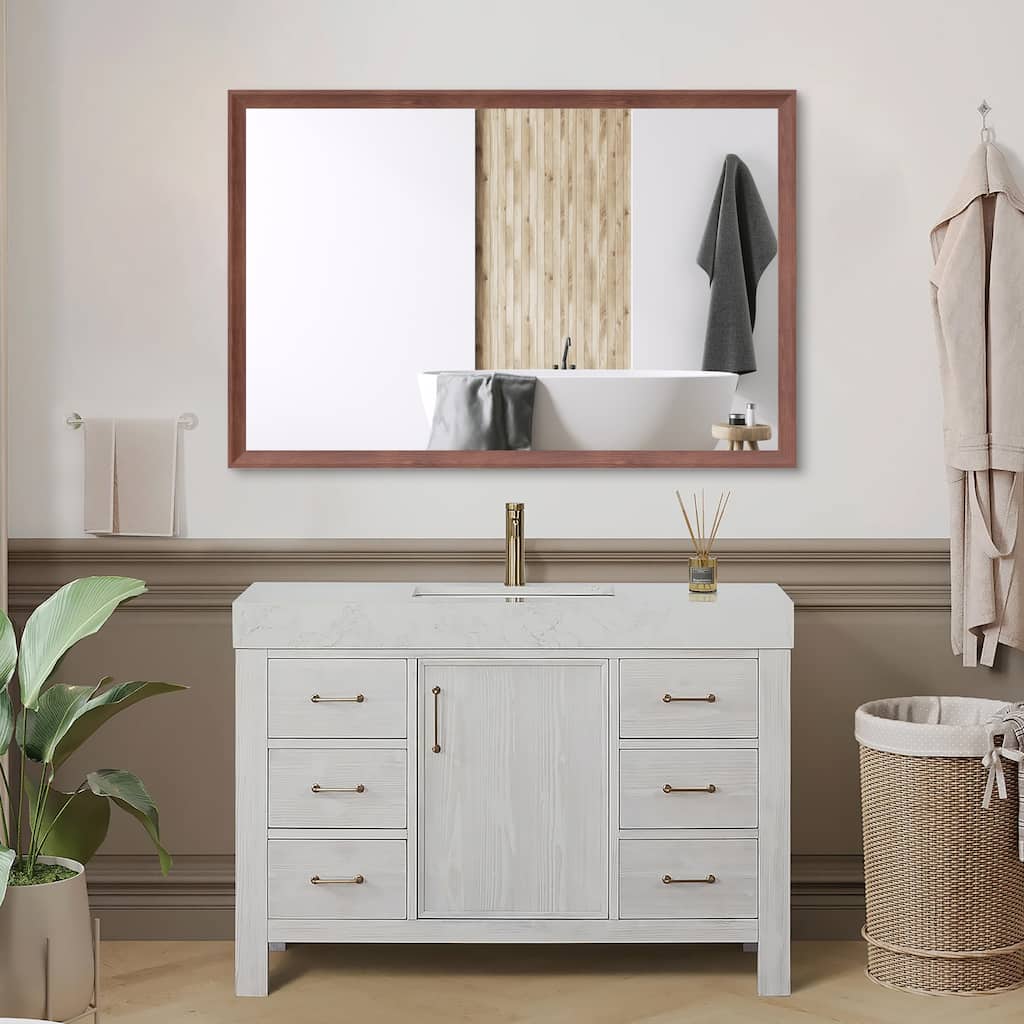 48"x32" Oversized Modern Rectangle Bathroom Mirror with Frame Decorative Large Wall Mirrors for Bathroom Living Room Bedroom