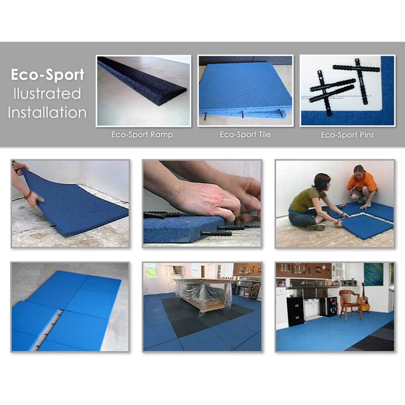 Rubber-Cal "Eco-Sport" 1-inch Interlocking Flooring Tiles - 1 x 20 x 20-inch Rubber Tile - 1 Pack - Blue in Color