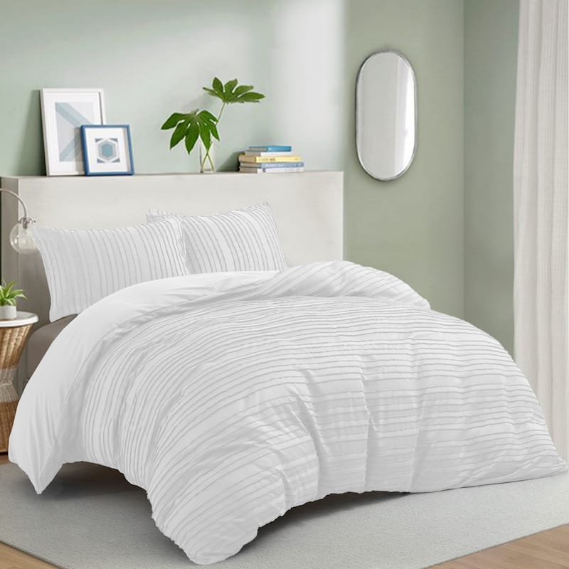 Striped Clipped Jacquard Duvet Cover Set
