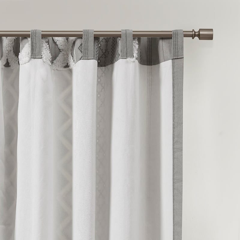 Cotton Printed Curtain Panel with Chenille Stripe and Lining