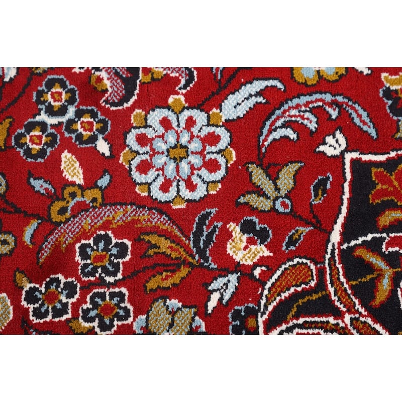 Floral Red Kashan Turkish Area Rug Machine-Made Oriental Carpet - 9'7" x 12'10"