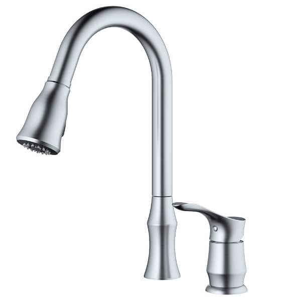 slide 2 of 24, Karran Hillwood Single-Handle Pull-Down Sprayer Kitchen Faucet Stainless Steel